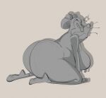  an_american_tail anthro areola big_breasts big_butt breasts butt chest_tuft don_bluth eyewear feet female glasses grey_body hair hair_bun hi_res hindpaw jodero kneeling looking_at_viewer looking_back mama_mousekewitz mammal mature_anthro mature_female mouse murid murine nipples old overweight overweight_anthro overweight_female paws presenting presenting_hindquarters puckered_lips rodent round_ears sagging_breasts shadow simple_background sketch solo surprised_expression tuft whiskers 