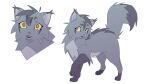 2020 ambiguous_gender digital_drawing_(artwork) digital_media_(artwork) domestic_cat ear_tuft eyelashes feet felid feline felis feral fluffy fluffy_tail fur graystripe_(warriors) grey_body grey_fur head_tuft hi_res male_(lore) mammal markings meow286 open_mouth orange_eyes paws quadruped simple_background solo standing tail tuft warriors_(book_series) white_background yellow_sclera