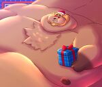  animal_crossing anthro blobby bud_(animal_crossing) chest_tuft christmas felid ghgbn holidays hyper lion male mammal morbidly_obese nintendo obese overweight pantherine solo tuft 