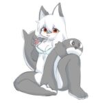  anthro big_breasts blue_and_white breasts butt canid canine canxue digital_media_(artwork) featureless_breasts featureless_crotch female fingers fur hair heterochromia hi_res huge_breasts kemono long_hair looking_at_viewer mammal monochrome nude portrait simple_background smile solo tail text tongue 