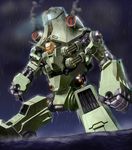  clenched_hands highres mecha mechanical_arms moyashi_(karamisouma) night no_humans ocean pacific_rim rain science_fiction sky solo super_robot 