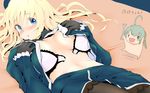  atago_(kancolle) blonde_hair blue_eyes blush bow cleavage gloves ishikkoro kantai_collection long_hair navel stockings 