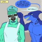  2024 abs anthro astrological_symbol astronomical_symbol avian backwards_baseball_cap backwards_hat baseball_cap bird blue_eyes clothed clothing dialogue duo english_text eyewear fangs feathered_arms feathers fish great_white_shark green_body green_feathers hat headgear headwear hi_res looking_at_another macaw mackerel_shark male marine muscle_shirt muscular muscular_anthro muscular_arms muscular_male neck_gills neotropical_parrot neptune_(solar_house) neptune_symbol non_mammal_nipples open_mouth parrot pecs planet_symbol shark solar_house speech_bubble spix&#039;s_macaw star_pupils sunglasses symbol teeth text topless true_parrot uranus_(solar_house) uranus_symbol vanadiumvalor white_shark 