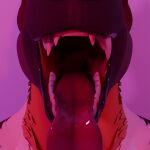 16:9 3d_(artwork) anthro blender_(artwork) brown_body brown_fur digital_media_(artwork) fangs fur hyena imminent_vore male male/male mammal mouth_shot open_mouth oral_vore simple_background skarrfox solo teeth tongue tongue_out vore widescreen