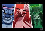 absurd_res anthro avian bird blue_background dreamworks felid galliform green_background green_eyes group hi_res kabuki-aku kai_the_collector kung_fu_panda lord_shen male mammal pantherine peafowl phasianid red_background red_eyes simple_background snow_leopard tai_lung_(kung_fu_panda) trio