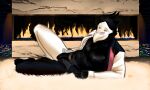  anthro avian bgn bird black_body clothing darkner deltarune eyewear jockstrap lying male on_side solo sunglasses swatch_(deltarune) swatchling teasing teasing_viewer undertale_(series) underwear undressing 