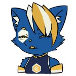 1:1 anthro biped blonde_eyebrows blonde_hair blue_body blue_ears blue_fur chizi disgust disgusted_face e621 eyebrows fur hair hexerade male mascot meme multicolored_hair solo sticker two_tone_hair white_hair white_inner_ear yellow_eyes yellow_nose 