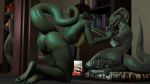  3d_(artwork) 5_toes anthro bras_(petruz) breasts digital_media_(artwork) feet female female/female green_body green_scales green_tail group hair hi_res lizard_(petruz) nipples non-mammal_breasts non-mammal_nipples nude_anthro nude_female red_hair scales scalie snake_(petruz) svetlanasol tail toes trio 