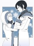  bad_id bad_pixiv_id christa_renz clothes_grab coat frame freckles from_side hood looking_at_another mind849 multiple_girls shingeki_no_kyojin short_hair snowflakes very_short_hair winter_clothes winter_coat ymir_(shingeki_no_kyojin) yuri 