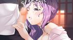  1girl blush censored eleonora_vletoblood game_cg hinasaki maternity_monsters!_~dekichaimashita!~ penis purple_eyes purple_hair 