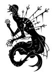  2016 apode bent_arm black_and_white bloodborne digital_drawing_(artwork) digital_media_(artwork) dorsal_fin elbow_fin female fin fromsoftware full-length_portrait great_ones_(bloodborne) hair hair_over_eyes hi_res impalement legless long_neck long_tail marine medium_hair melee_weapon membrane_(anatomy) merfolk monochrome mother_kos_(bloodborne) neck_spines obscured_eyes polearm portrait pseudo_hair scales side_view silhouette simple_background solo sony_corporation sony_interactive_entertainment spear spines split_form sunnyclockwork tail tail_fin taur tentacle_hair tentacles weapon webbed_hands white_background 