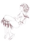  bow horns ink_(medium) kijin_seija mesme monochrome multicolored_hair sandals short_hair solo touhou traditional_media two-tone_hair 