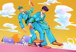  food hat higashikata_jousuke ice_cream jojo_no_kimyou_na_bouken multiple_boys nanatsudogychou nijimura_okuyasu police police_hat police_uniform pompadour purple_hair uniform 