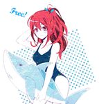  blush free! inflatable_shark inflatable_toy long_hair matsuoka_gou momoko_(momoko14) one-piece_swimsuit ponytail red_eyes red_hair solo swimsuit 