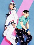  black_hair bow bowtie dixie_cup_hat hat higashikata_joushuu higashikata_jousuke_(jojolion) highres jojo_no_kimyou_na_bouken jojolion lipstick makeup military_hat multiple_boys nara01 sailor 