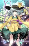  frills green_eyes hat hat_ribbon komeiji_koishi ribbon solo stigma1101 third_eye touhou white_hair wide_sleeves 