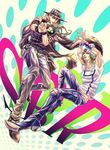  bad_id bad_pixiv_id ball blonde_hair brown_hair cape gyro_zeppeli highres johnny_joestar jojo_no_kimyou_na_bouken long_hair multiple_boys steel_ball_run tumble_ao 