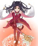  animal_ears black_hair cat_ears dan_vanilin elbow_gloves fate/kaleid_liner_prisma_illya fate/stay_night fate_(series) gloves green_eyes highres kaleido_ruby kaleidostick long_hair magic_circle magical_girl solo thighhighs toosaka_rin two_side_up wand 