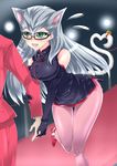  animal_ears arm_hugging bell breasts bxssp754 cat_ears cathy_(yuu-gi-ou_zexal) elbow_gloves glasses gloves high_heels long_hair tail thighhighs yu-gi-oh! yuu-gi-ou_zexal 