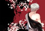  bare_shoulders from_behind gintama japanese_clothes male_focus masa_ashe sakata_gintoki silver_hair solo 