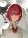  aku_no_hana commentary_request glasses mole nakamura_sawa portrait red_hair saitou_yuu short_hair solo 