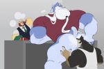 akita akita_inu anal anthro big_butt bodily_fluids butt canid canine canis clothed clothing cuckold dialogue digital_media_(artwork) domestic_dog duo extinct felid fur group haakojeagen hair infidelity mafekoba male male/male mammal nude oral original_character prehistoric_species rimming saber-toothed_tiger sex shiba_inu simple_background smile smilodon solo spitz tail trio
