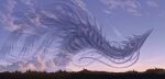  animal_focus cloud extra_eyes flying giant giant_monster gradient_sky highres horizon keselum_(neganeura) monster no_humans original outdoors purple_sky scenery sky solo 