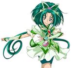  akimoto_komachi bike_shorts brooch butterfly_hair_ornament cure_mint earrings eyelashes green_eyes green_hair green_shorts hair_ornament jewelry long_hair magical_girl precure shorts shorts_under_skirt sinko_(sinsin) skirt smile solo twintails wrist_cuffs yes!_precure_5 yes!_precure_5_gogo! 