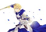  armor arthur_pendragon_(fate) bad_id bad_pixiv_id blonde_hair blue_eyes excalibur_(fate/prototype) fate/prototype fate_(series) male_focus petals solo sword weapon yuzuhiro_(98) 