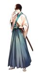  blue_hakama bokken brown_hair gintama glasses hakama japanese_clothes male_focus masa_ashe shimura_shinpachi solo sword weapon wooden_sword 