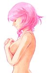  alisa_boskonovich android artist_request breasts eyes_closed female girl naked nude pink_hair tekken 