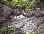  artist_name colored_pencil_(medium) dated day grass hayashi_ryouta landscape no_humans original photorealistic realistic rock scenery signature traditional_media water 