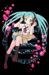  aqua_hair gotou_hayako green_eyes hatsune_miku headphones loafers long_hair musical_note shoes skirt socks solo staff_(music) twintails vocaloid 