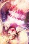  bangs bishoujo_senshi_sailor_moon blonde_hair blurry facial_mark forehead_mark gradient lips long_hair na_young_lee parted_bangs pearl princess_serenity solo tsukino_usagi twintails upside-down 