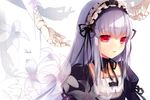  arm_ribbon bad_id bad_pixiv_id bangs black_bow black_flower black_ribbon black_rose bow detached_collar doll_joints flower hair_flower hair_ornament hairband juliet_sleeves lily_(flower) lips lolita_hairband long_hair long_sleeves out_of_frame puffy_sleeves red_eyes ribbon rose rozen_maiden signature silver_hair solo suigintou tukino_(panna) upper_body white_background white_flower white_ribbon 