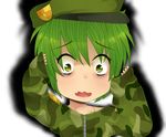  camouflage flippy green_hair happy_tree_friends male_focus military military_uniform personification solo tears uniform 