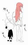  1girl bad_id bad_pixiv_id hunter_x_hunter kite_(chimera_ant) koala long_hair red_hair shirt shouko_(ksgr) t-shirt tail tail_wagging 