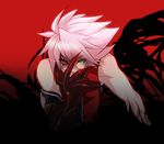  blazblue claws darkness devoured_by_darkness glowing glowing_eye heterochromia male_focus ragna_the_bloodedge red silver_hair solo 