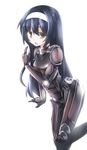  armor black_hair blush bodysuit breastplate drivesuit gauntlets girls_und_panzer hairband knee_pads long_hair open_mouth pacific_rim parody reizei_mako shoulder_pads solo tears tilt-shift tired yellow_eyes 