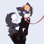  ambiguous_gender animated anthro bottomwear canid canine clothing collar cropped_hoodie femboy fox hi_res hotpants hypnosis leash legwear male mammal midriff mind_control pokusa s0kz0 shorts solo thigh_highs 