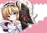  blonde_hair blue_eyes blush boku_wa_tomodachi_ga_sukunai cea_se hairband hasegawa_kobato heterochromia lolita_fashion lolita_hairband looking_at_viewer red_eyes ribbon solo stuffed_animal stuffed_bunny stuffed_toy two_side_up 