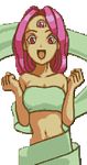  animated animated_gif bounce bouncing_breasts breasts large_breasts lowres magical_drop pink_eyes pink_hair pixel_art smile snk sprite third_eye world_(magical_drop) 