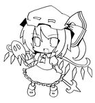  chibi dress fang flandre_scarlet greyscale hat laevatein lineart looking_at_viewer monochrome open_mouth seputok0904 side_ponytail solo touhou wings 