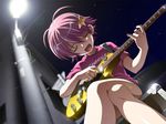  1girl game_cg guitar guitar_hair instrument katakura_shinji kira_kira pink pink_hair shiino_kirari short_hair 
