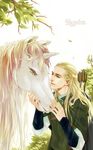  blonde_hair blue_eyes cape character_name elf horse leftlevine legolas long_hair lord_of_the_rings male_focus pointy_ears quiver solo 
