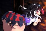  ass black_hair bow horns kijin_seija multicolored_hair red_eyes smile solo streaked_hair tongue touhou zamudelin 