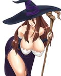 1girl breasts cleavage dragon&#039;s_crown dragon's_crown hanging_breasts hat huge_breasts ml solo sorceress_(dragon&#039;s_crown) sorceress_(dragon's_crown) staff weapon witch_hat 