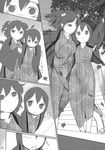  2girls blush comic greyscale highres holding japanese_clothes leaf monochrome multiple_girls onozuka_komachi shiki_eiki touhou translated yassy 