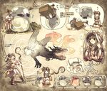  brown_hair character_sheet closed_eyes dragon long_hair minami_seira open_mouth pixiv_fantasia pixiv_fantasia_new_world smile staff translated 