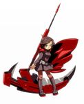  bad_id bad_pixiv_id black_legwear boots brown_hair cape commentary_request crescent_rose cross full_body hamahara_yoshio highres pantyhose ruby_rose rwby scythe short_hair silver_eyes simple_background skirt solo weapon white_background 